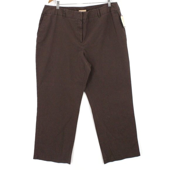 Convington Pants Womens Brown Casual Signature Fit Cotton Flat Front Size 18 NWT - Picture 1 of 8